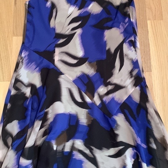 ADRIANNA Papell Blurred Chiffon Sleeveless Dress Drop Waist Blue/Black Women’s 4 - Picture 12 of 14